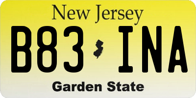NJ license plate B83INA