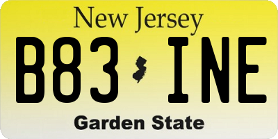 NJ license plate B83INE