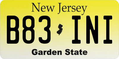 NJ license plate B83INI