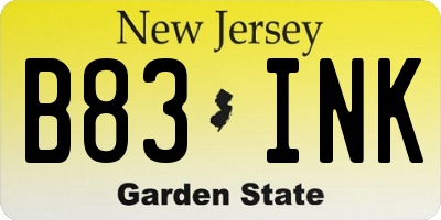 NJ license plate B83INK