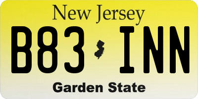 NJ license plate B83INN