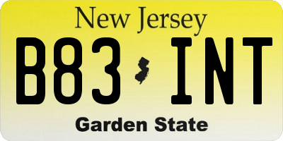 NJ license plate B83INT