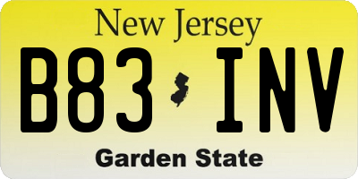 NJ license plate B83INV