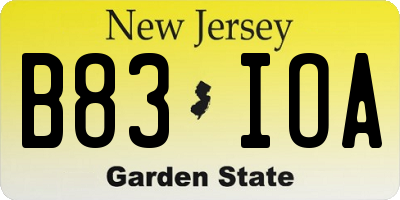 NJ license plate B83IOA