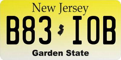 NJ license plate B83IOB