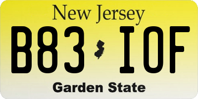 NJ license plate B83IOF