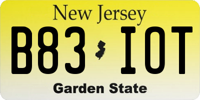 NJ license plate B83IOT