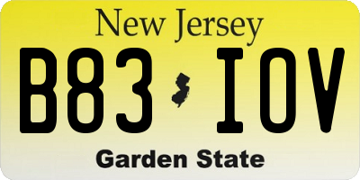 NJ license plate B83IOV
