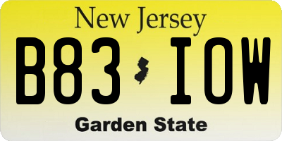 NJ license plate B83IOW