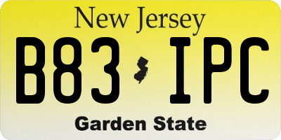 NJ license plate B83IPC