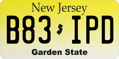 NJ license plate B83IPD