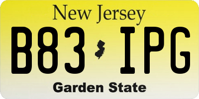 NJ license plate B83IPG