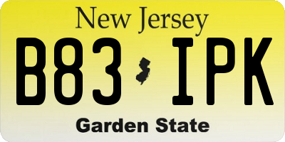 NJ license plate B83IPK