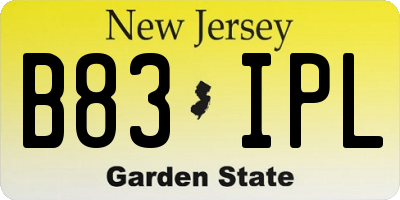 NJ license plate B83IPL