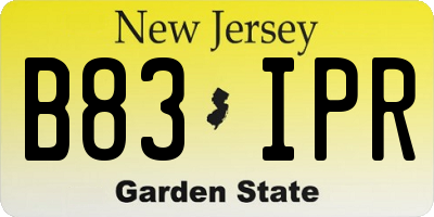 NJ license plate B83IPR