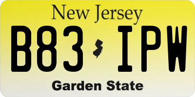 NJ license plate B83IPW