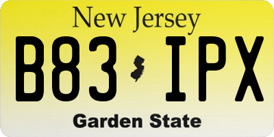 NJ license plate B83IPX