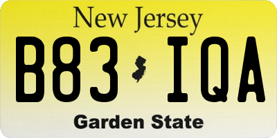 NJ license plate B83IQA