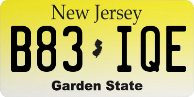 NJ license plate B83IQE