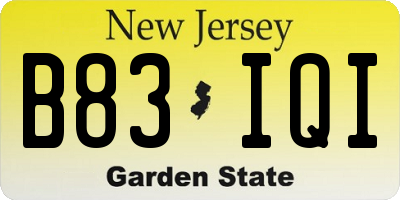 NJ license plate B83IQI