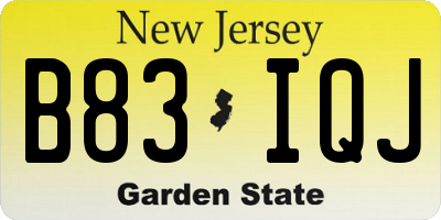 NJ license plate B83IQJ