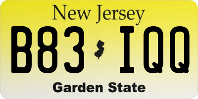 NJ license plate B83IQQ