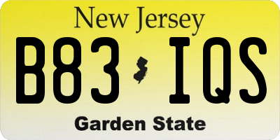 NJ license plate B83IQS