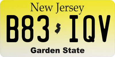 NJ license plate B83IQV