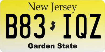 NJ license plate B83IQZ