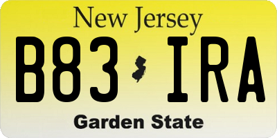 NJ license plate B83IRA
