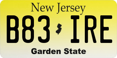 NJ license plate B83IRE