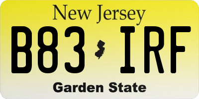 NJ license plate B83IRF
