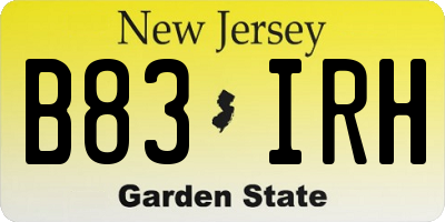 NJ license plate B83IRH