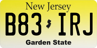 NJ license plate B83IRJ