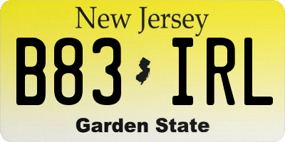 NJ license plate B83IRL