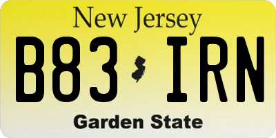 NJ license plate B83IRN
