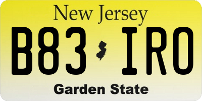 NJ license plate B83IRO