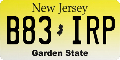 NJ license plate B83IRP