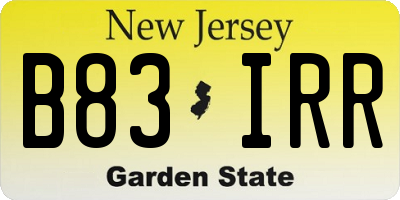 NJ license plate B83IRR