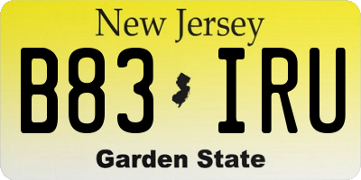 NJ license plate B83IRU