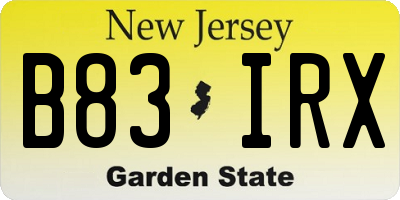 NJ license plate B83IRX