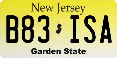 NJ license plate B83ISA