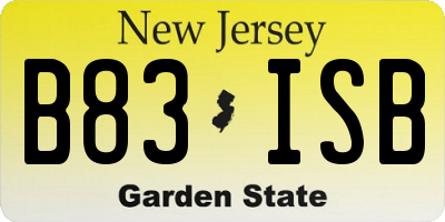 NJ license plate B83ISB