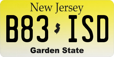 NJ license plate B83ISD