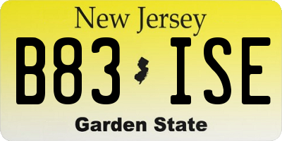 NJ license plate B83ISE