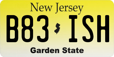 NJ license plate B83ISH