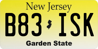 NJ license plate B83ISK
