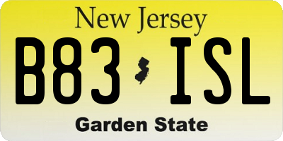 NJ license plate B83ISL