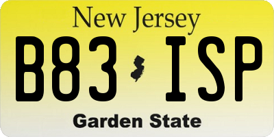 NJ license plate B83ISP