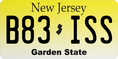 NJ license plate B83ISS